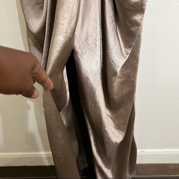 HOUSE OF CB 'SIGOURNEY' MINK SATIN DRAPED FRONT MAXI DRESS - Picture 3 of 6